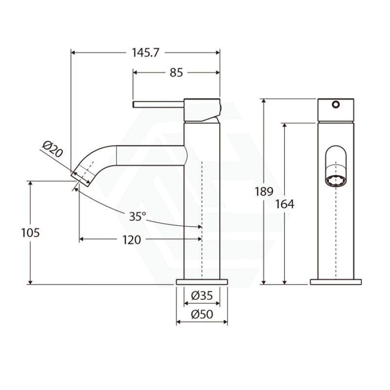 Fienza Kaya Chrome Basin Mixer Curved Outlet Short Mixers