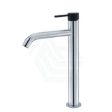 Fienza Kaya Chrome Tall Basin Mixer Chrome/Black Handle Matt Black Mixers