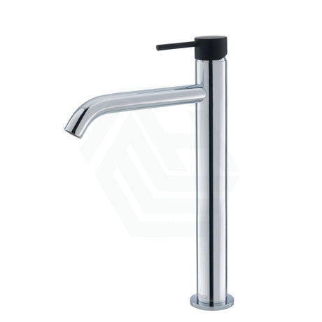 Fienza Kaya Chrome Tall Basin Mixer Chrome/Black Handle Matt Black Mixers