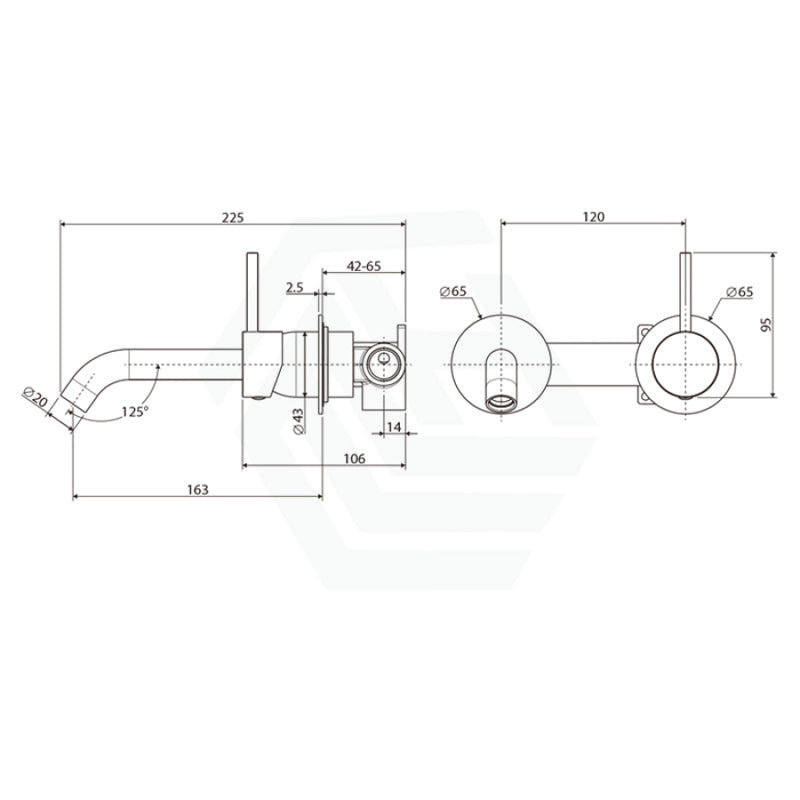 Fienza Kaya Chrome Up Wall Basin/Bath Mixer Set Bath/Basin Tap Sets