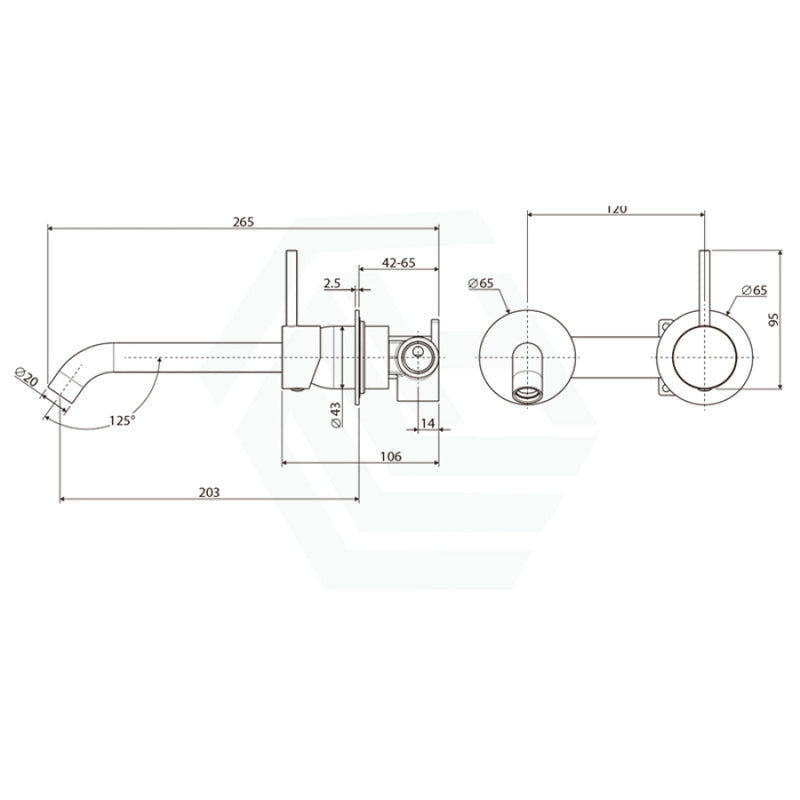 Fienza Kaya Chrome Up Wall Basin/Bath Mixer Set Bath/Basin Tap Sets