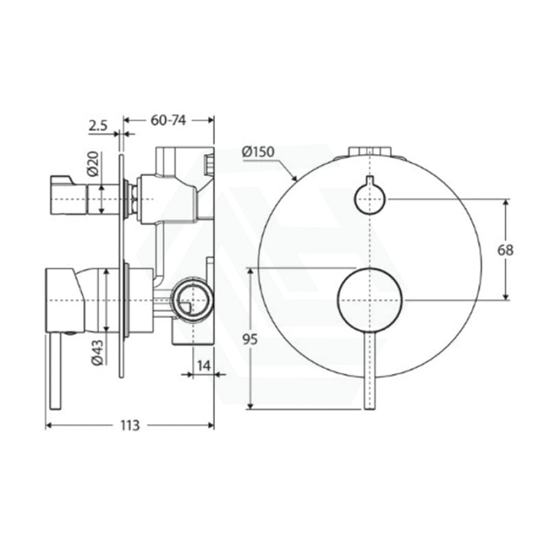 Fienza Kaya Chrome Wall Diverter Mixer Dress Kit Large Round Plate Mixers With