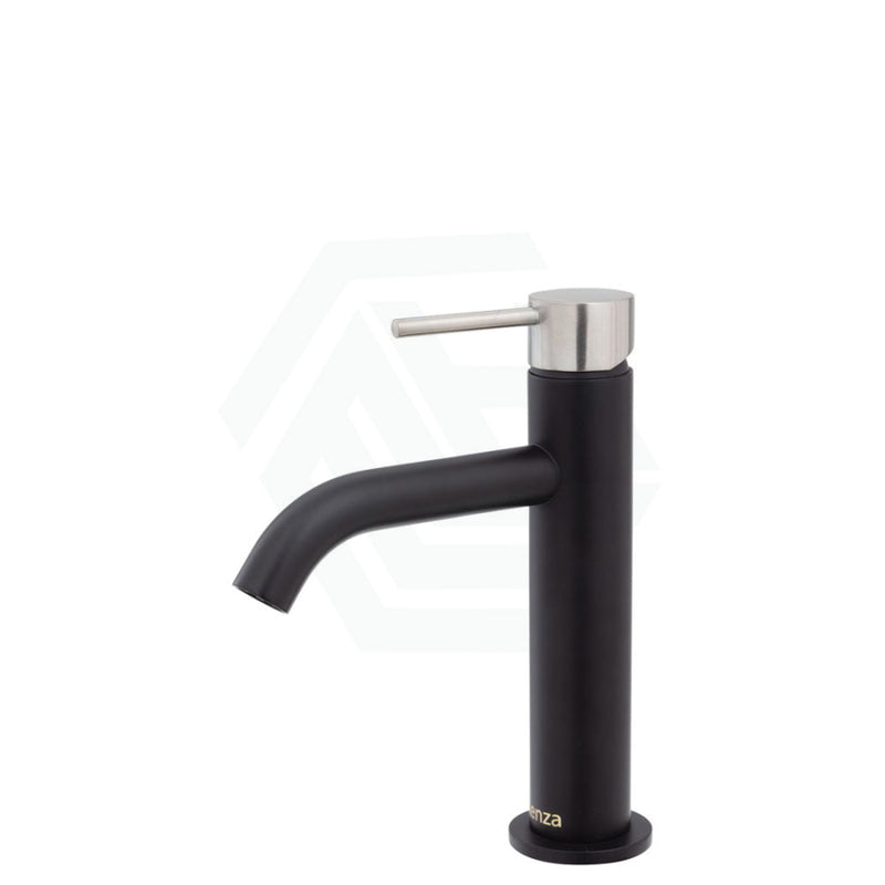 Fienza Kaya Matt Black Basin Mixer Curved Outlet Multi-Colour Chrome Short Mixers