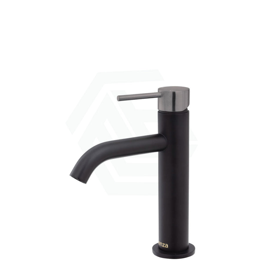 Fienza Kaya Matt Black Basin Mixer Curved Outlet Multi-Colour Gunmetal Grey Short Mixers