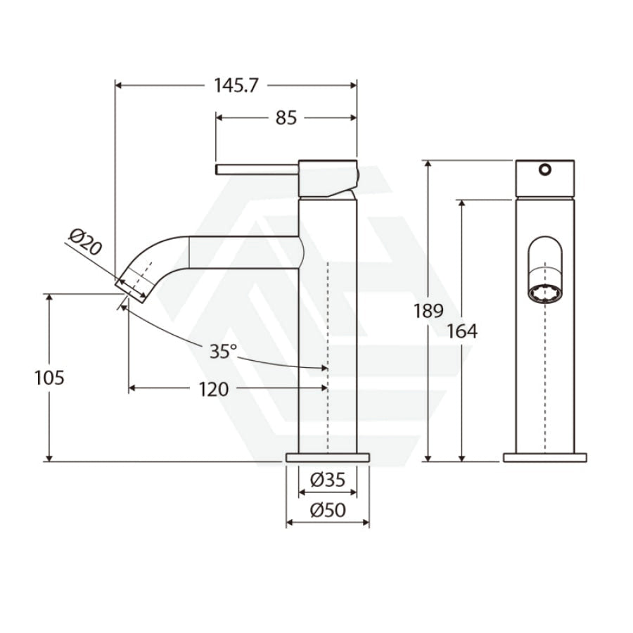 Fienza Kaya Chrome Basin Mixer Curved Outlet Short Mixers