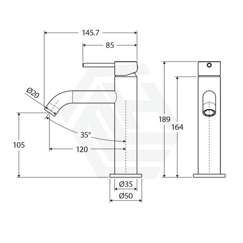 Fienza Kaya Chrome Basin Mixer Curved Outlet Short Mixers