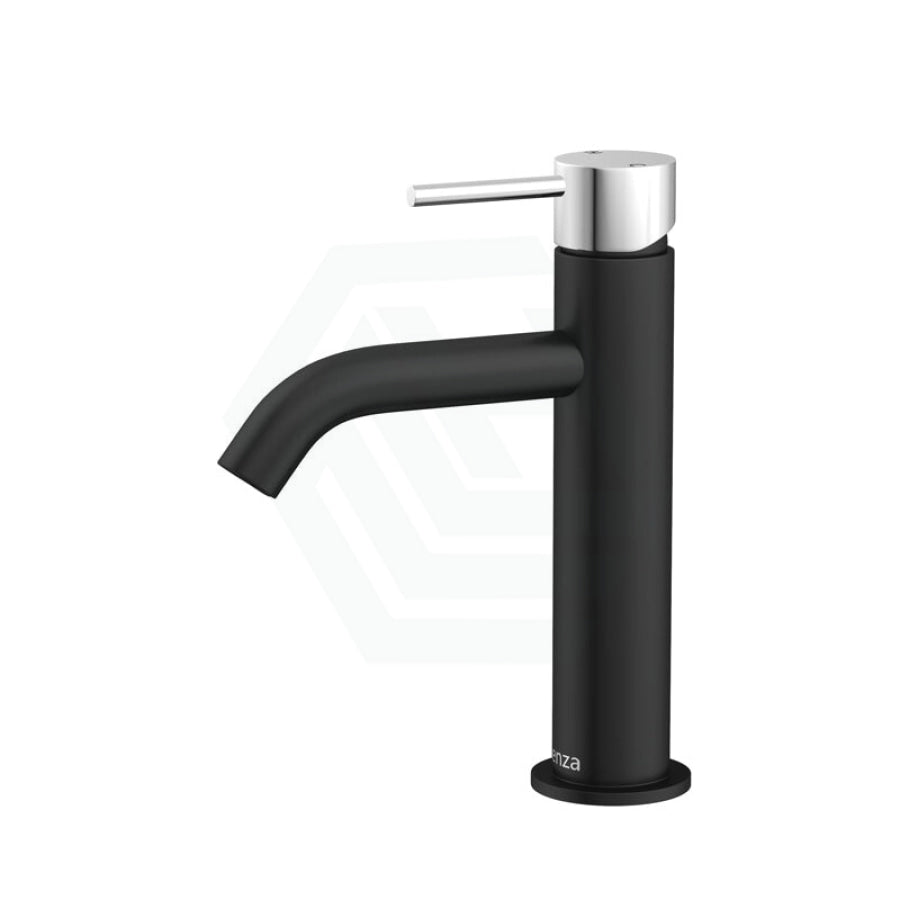 Fienza Kaya Matt Black Basin Mixer Curved Outlet Multi-Colour Short Mixers