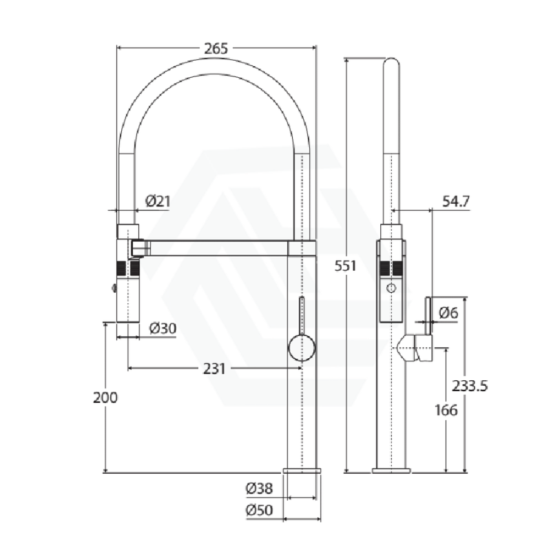 Fienza Kaya Matt Black Brass 360 Swivel Pull Down Kitchen Sink Mixer Tap