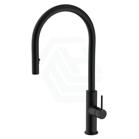 Fienza Kaya Matt Black Brass 360 Swivel Pull Out Kitchen Sink Mixer Tap