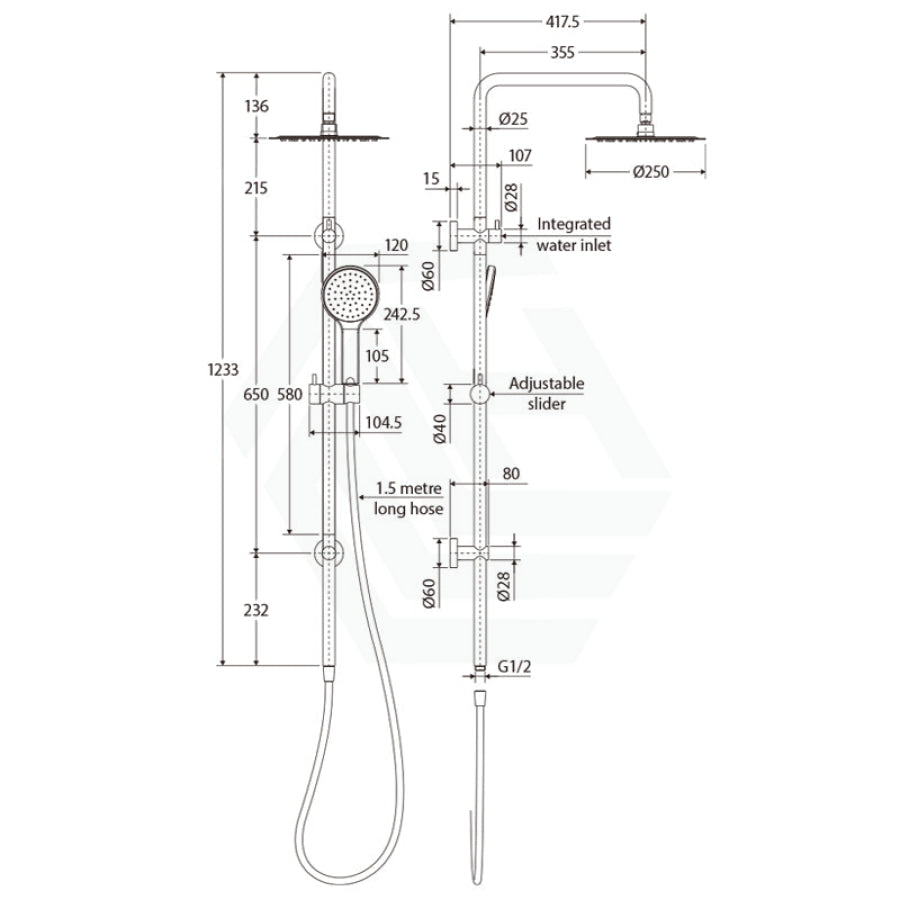 N#1(Nickel) Fienza Kaya Brushed Nickel Twin Shower Top Water Inlet Showers