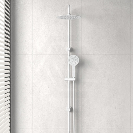 Fienza Kaya Matt White Twin Shower Top Water Inlet Showers