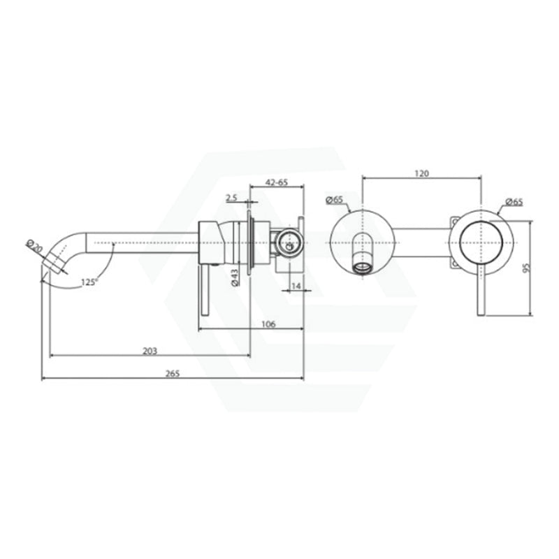 Fienza Kaya Matte Black Basin/Bath Wall Mixer Dress Kit Only Round Plates 200Mm Outlet Tap