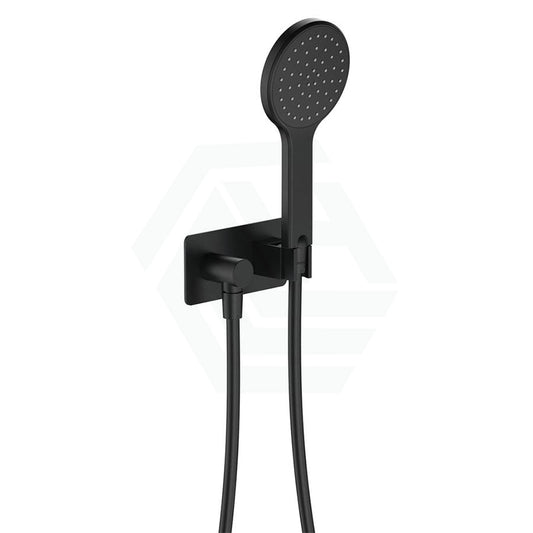 Fienza Kaya Matte Black Hand Shower With Rectangle Plate Handheld Sets