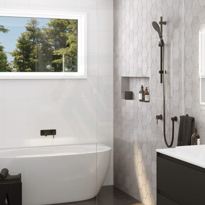 Fienza Kaya Matte Black Shower Rail With Handheld