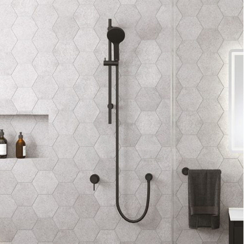 Fienza Kaya Matte Black Shower Rail With Handheld