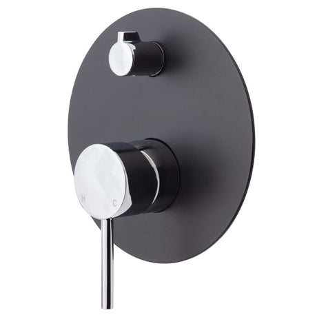 Kaya Round Wall Diverter Mixer Large Matte Black Plate