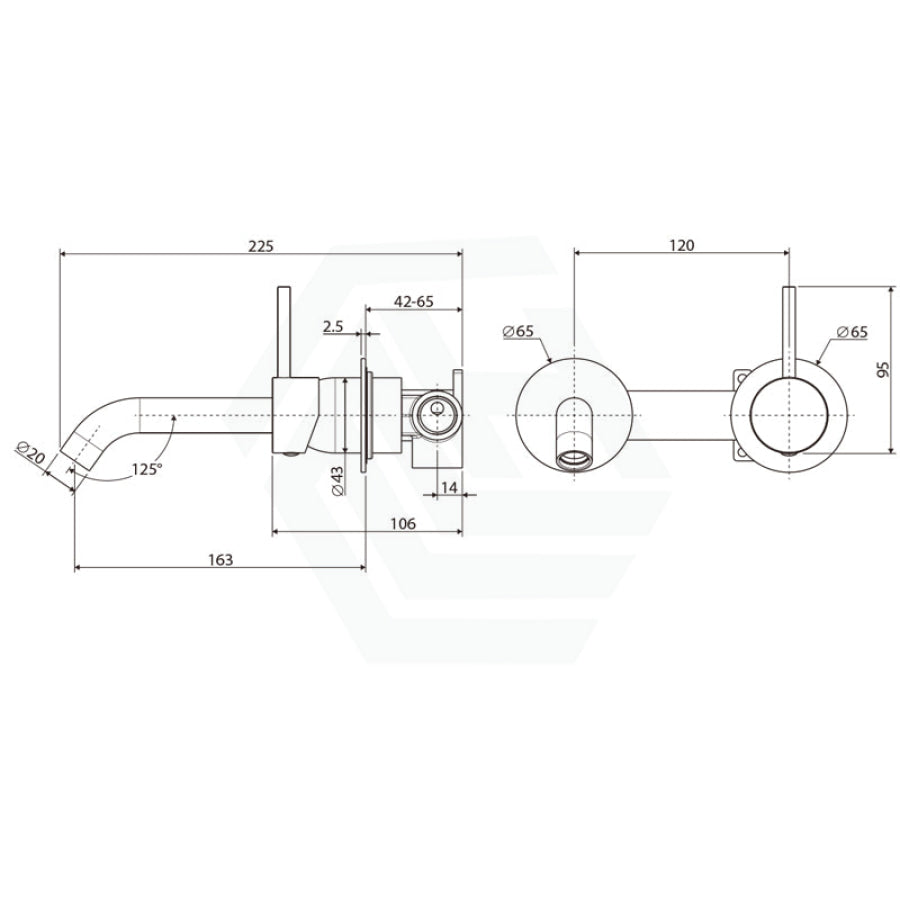 Fienza Kaya Up Wall Basin/Bath Mixer With Spout Chrome Mixers With