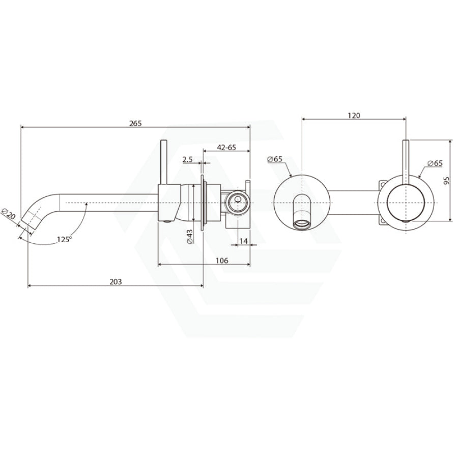 Fienza Kaya Up Wall Basin/Bath Mixer With Spout Chrome Mixers With