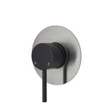 Fienza Kaya Wall Mixer Matte Black Large Round Plate Multi-Colour Brushed Nickel Mixers