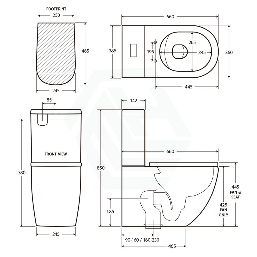 Fienza Koko Back - To - Wall Toilet Suite Rimless Slim Seat Matt Black Suites