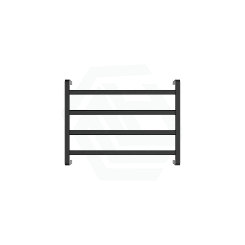 Fienza Koko Heated Towel Rail 600Mm 4/6/9 Square Bars Matt Black Rails