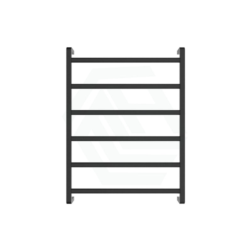 Fienza Koko Heated Towel Rail 600Mm 4/6/9 Square Bars Matt Black Rails