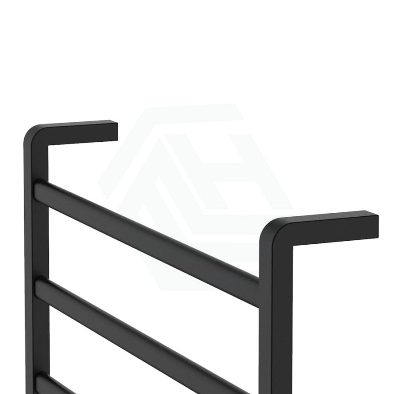 Fienza Koko Heated Towel Rail 600Mm 4/6/9 Square Bars Matt Black Rails