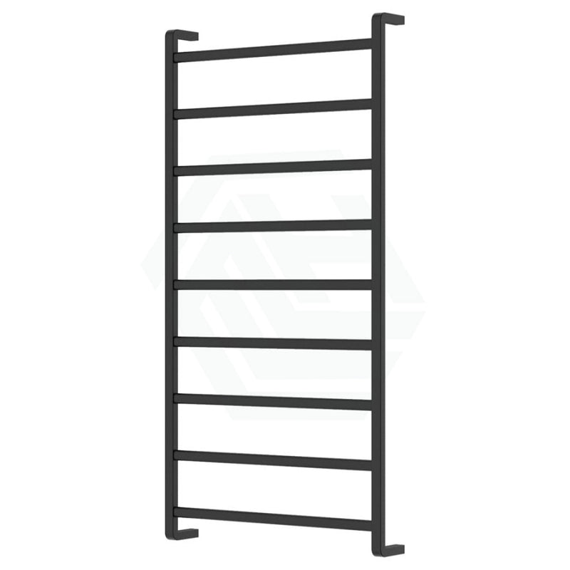 Fienza Koko Heated Towel Rail 600Mm 4/6/9 Square Bars Matt Black Rails