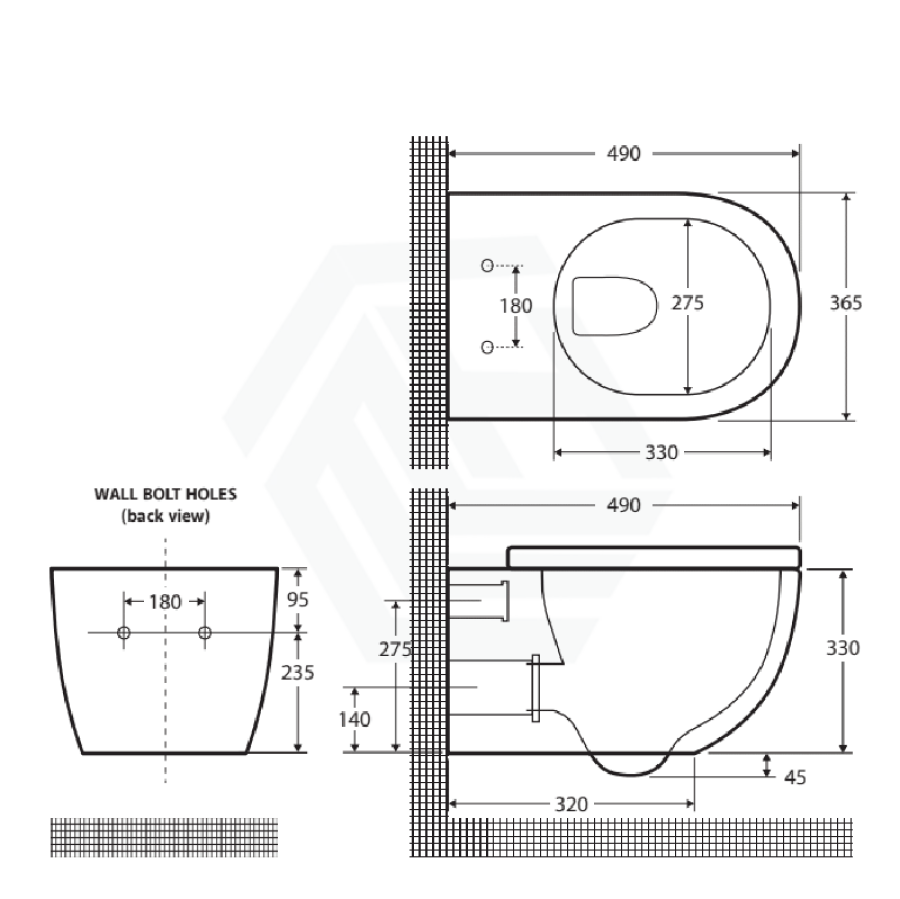 Fienza Koko Rimless Flush Gloss White Wall Hung Toilet Pan For Bathroom Pans