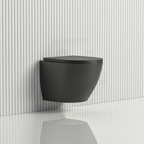 Fienza Koko Tornado Rimless Matt Black Wall Hung Toilet Pan For Bathroom Pans