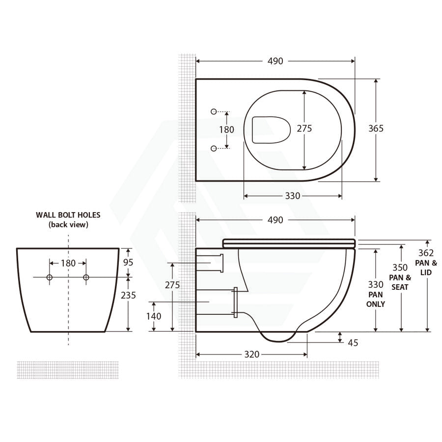 Fienza Koko Tornado Rimless Matt White Wall Hung Toilet Pan For Bathroom Pans