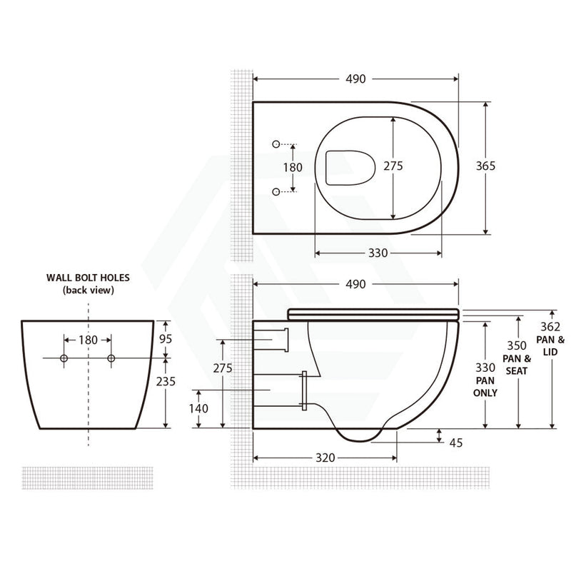 Fienza Koko Tornado Rimless Matt White Wall Hung Toilet Pan For Bathroom Pans