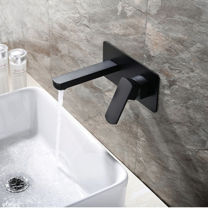 Fienza Koko Wall Mixer With Spout Matt Black Mixers