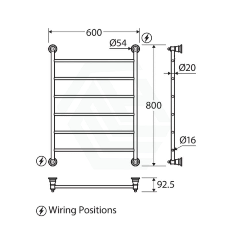 Fienza Lillian Heated Towel Rail 600Mm 4/6/9 Bars Chrome Rails