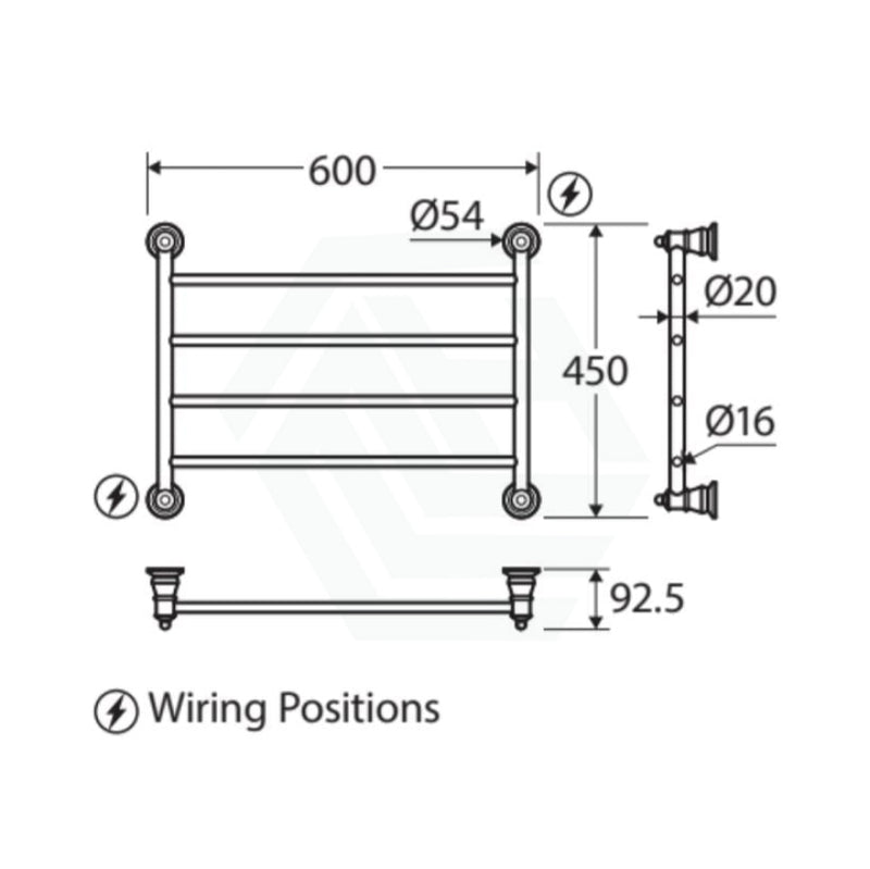 Fienza Lillian Heated Towel Rail 600Mm 4/6/9 Bars Chrome Rails