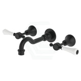 Fienza Lillian Lever Basin/Bath Wall Set Matt Black White Ceramic Bath/Basin Tap Sets