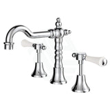 Fienza Lillian Lever Basin Set Chrome With Ceramic White Handle Bath/Basin Tap Sets