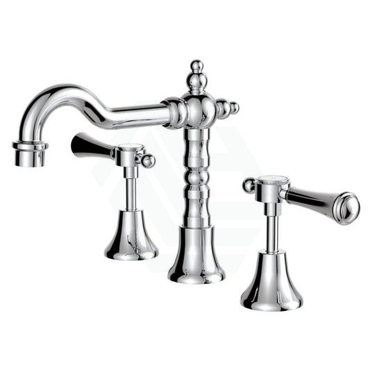 Fienza Lillian Lever Basin Set Chrome With Ceramic White Handle Bath/Basin Tap Sets