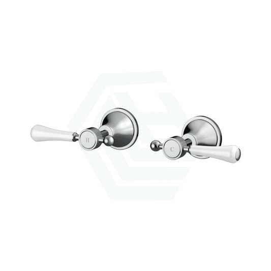 Fienza Lillian Lever Wall Top Assemblies Chrome With Ceramic White Handle