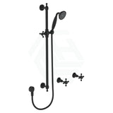 Fienza Lillian Matt Black Rail Shower Set Bottom Water Inlet Sets