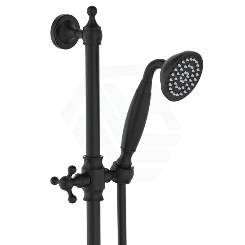 Fienza Lillian Matt Black Rail Shower Set Bottom Water Inlet Sets