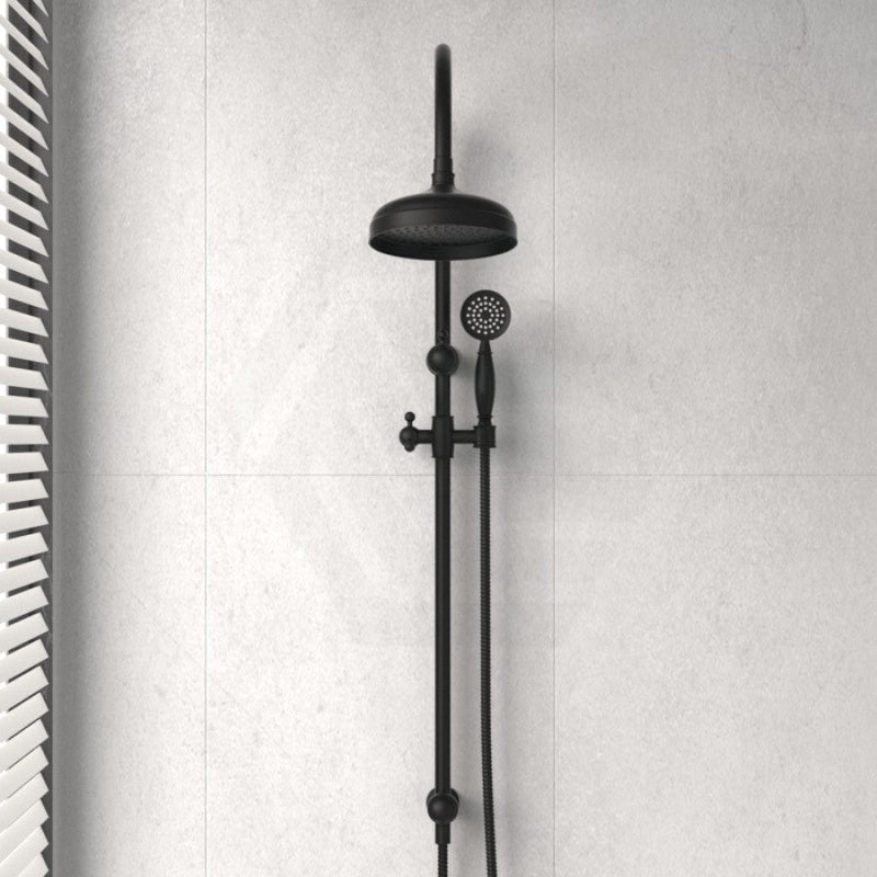 Fienza Lillian Matt Black Twin Shower Top Water Inlet Showers