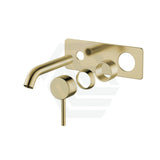 G#2(Gold) Fienza Kaya Urban Brass Basin/Bath Wall Mixer Dress Kit Only Rectangular Plate 160Mm