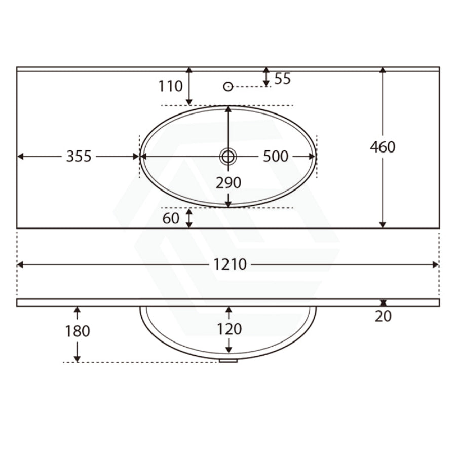 Fienza Rotondo 1200Mm Ceramic Basin-Top 1 Or 3 Tap Holes Available Vanity Tops