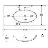 Fienza Rotondo 900Mm Ceramic Basin-Top 1 Or 3 Tap Holes Available Vanity Tops