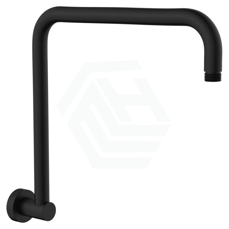 Fienza Round Matt Black Fixed Gooseneck Shower Arm Arms