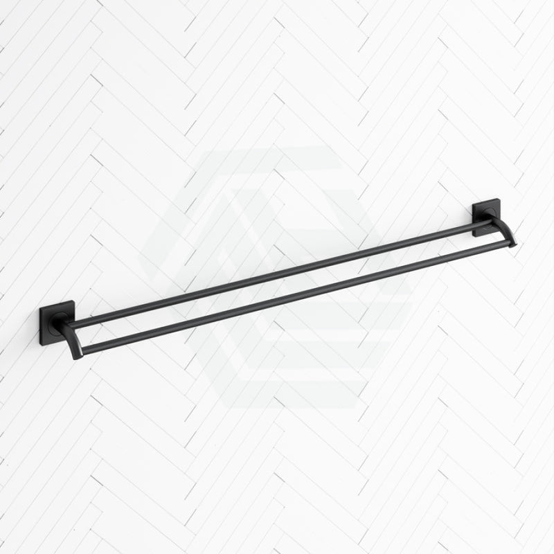 Fienza Sansa 900Mm Double Towel Rail Matte Black Rails