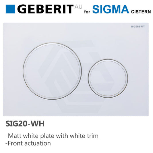 Fienza Sigma20 Round Matte White With Trim Button For Geberit Sigma Cistern Toilets Push Buttons