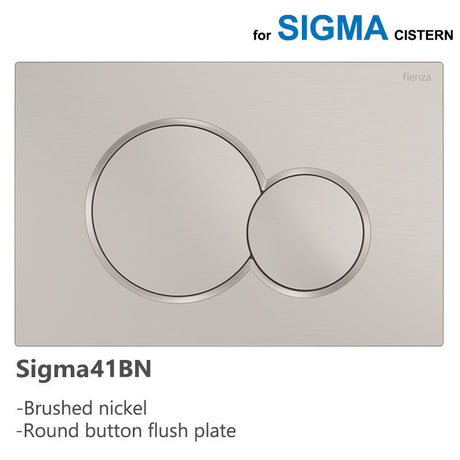 Fienza Sigma41 Round Brushed Nickel Flush Button For Geberit Sigma Cistern Toilets Push Buttons