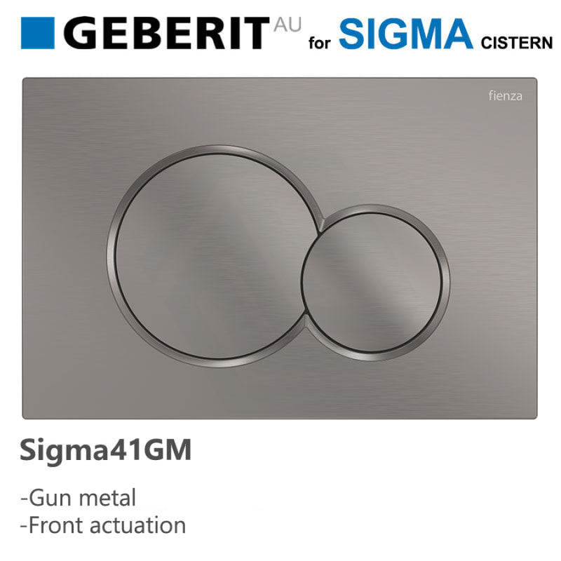 Fienza Sigma41 Round Gun Metal Flush Button For Geberit Sigma Cistern Toilets Push Buttons